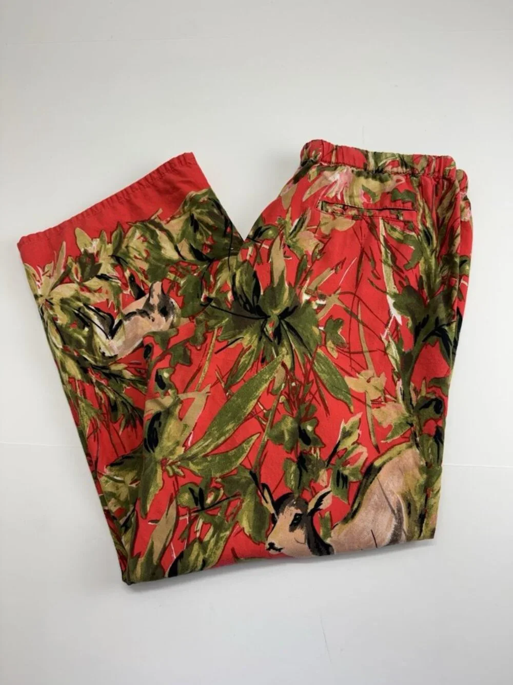 Lilka Anthropologie Pajama Bottom Pants Doting Deer Red Flannel 34 X 29